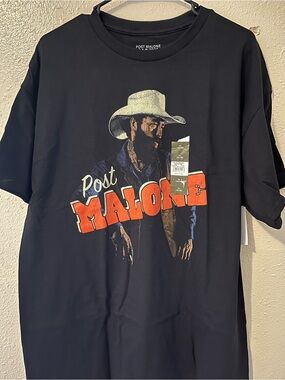 Post Malone Black Short-Sleeve Graphic Tee with Red Logo